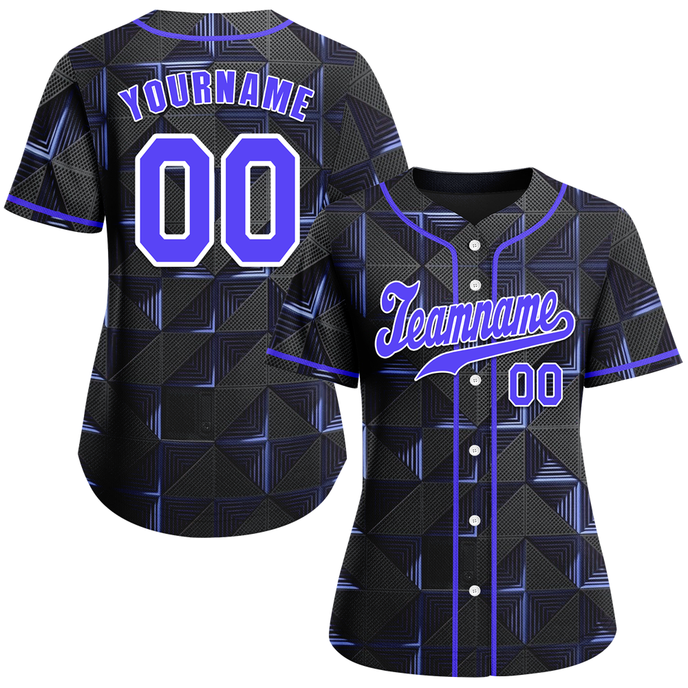 Custom Black 3D Pattern Purple Authentic Baseball Jersey BSBJ0a-bc0fbdf