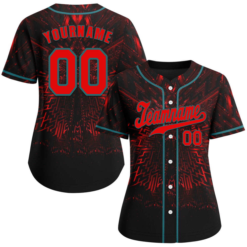 Custom Black Red 3D Pattern Red Authentic Baseball Jersey BSBJ0a-bc0fbe0