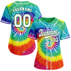 Custom Red Green Tie Dye White Authentic Baseball Jersey BSBJ0a-bc0fbea