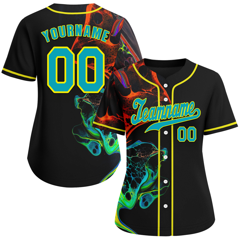 Custom Black Tie Dye Aqua Authentic Baseball Jersey BSBJ0a-bc0fbef