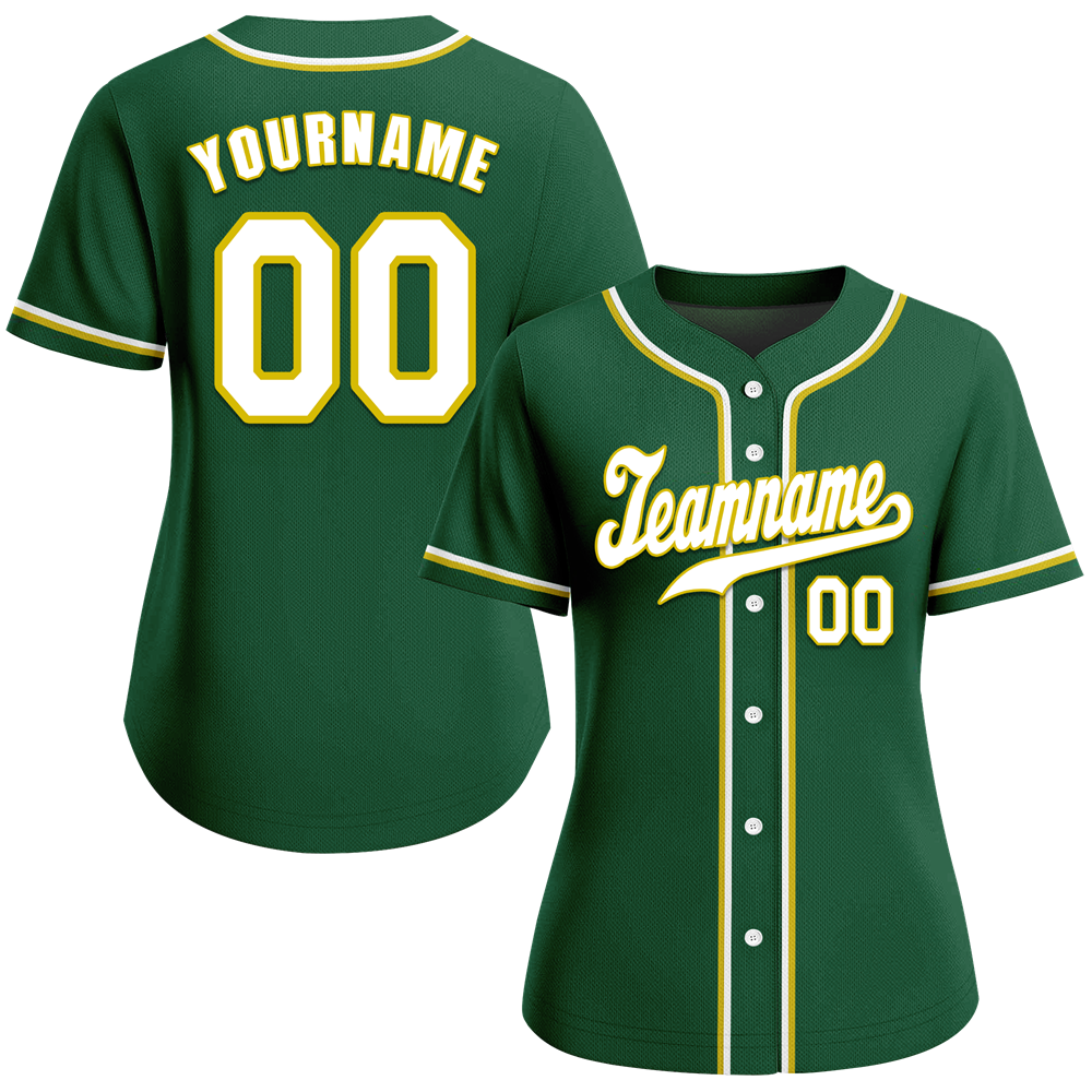 Custom Green Classic Style White Authentic Baseball Jersey