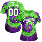 Custom Green Purple Tie Dye White Authentic Baseball Jersey BSBJ0a-bc0fbfe