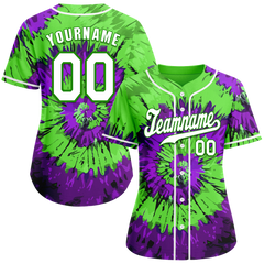 Custom Green Purple Tie Dye White Authentic Baseball Jersey BSBJ0a-bc0fbfe