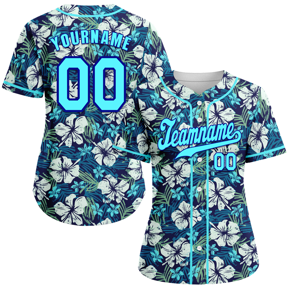 Custom Blue Hawaii Aqua Authentic Baseball Jersey BSBJ0a-bc0fbf7