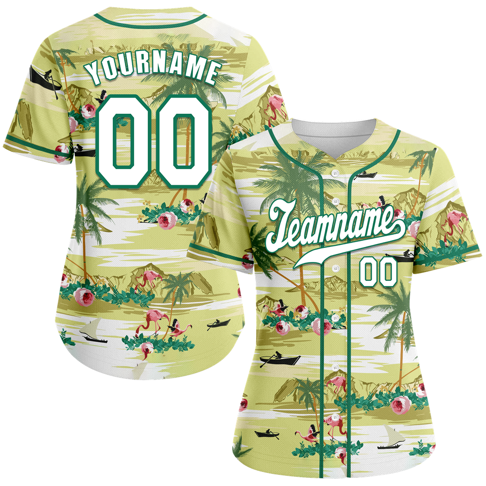 Custom Yellow Hawaii White Authentic Baseball Jersey BSBJ0a-bc0fbf9