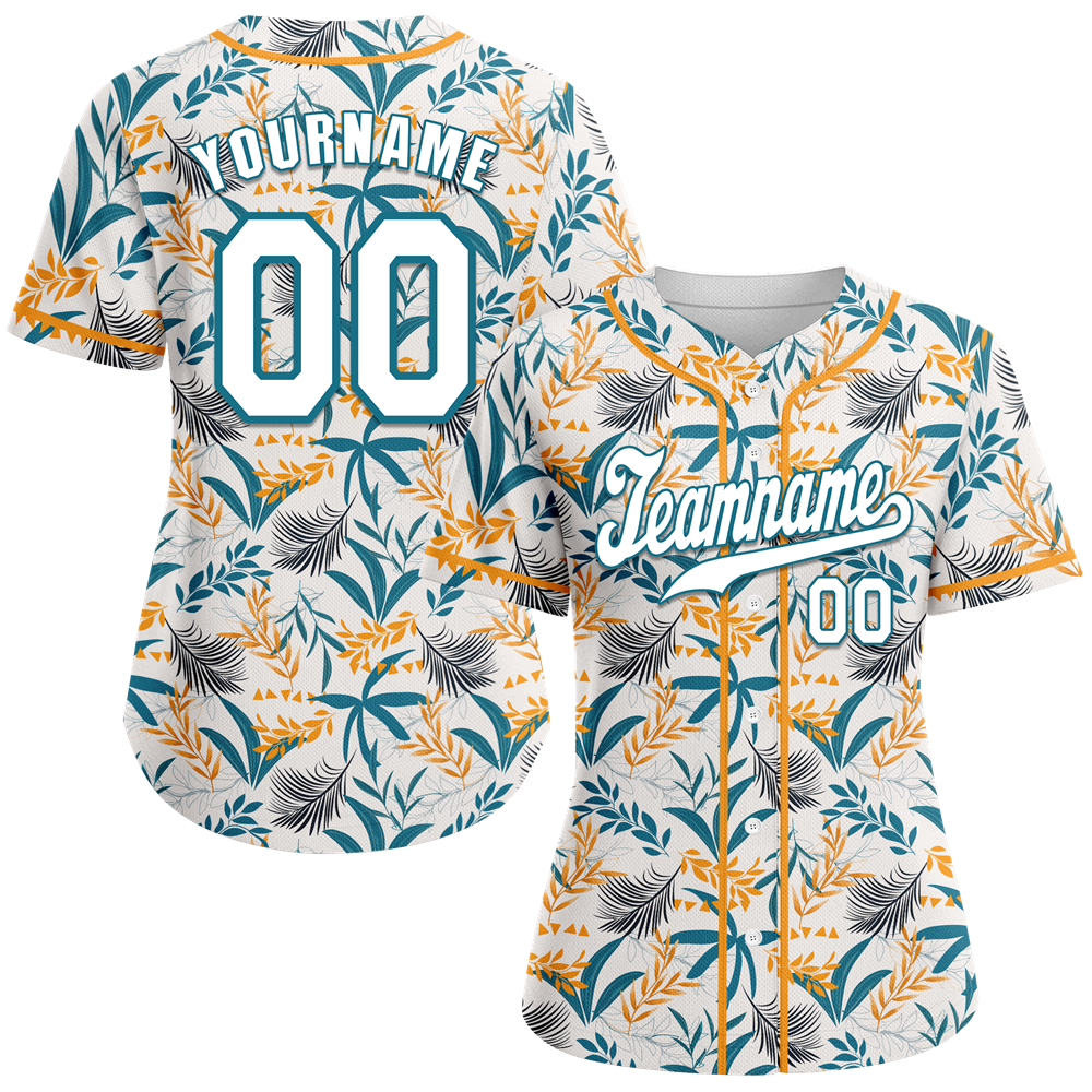 Custom Orange Aqua Hawaii White Authentic Baseball Jersey BSBJ0a-bc0fb7a
