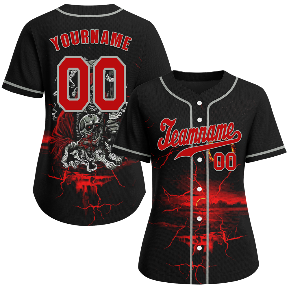 Custom Black Red Skull Fashion Red Authentic Baseball Jersey BSBJ0a-bc0fb9a