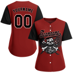 Custom Red Black Skull Fashion Black Authentic Baseball Jersey BSBJ0a-bc0fb9e