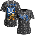 Custom Grey Skull Fashion Blue Authentic Baseball Jersey BSBJ0a-bc0fb9f