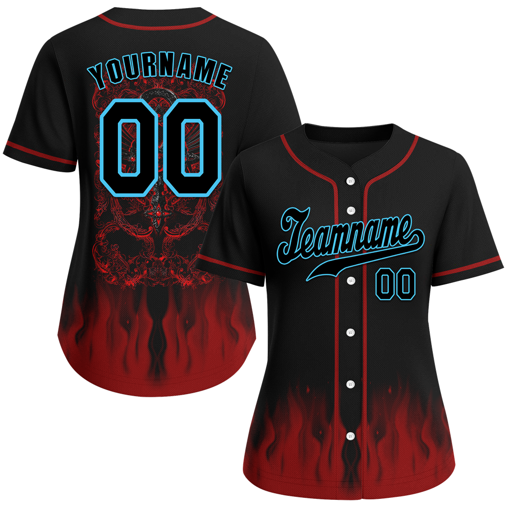 Custom Black Red Skull Fashion Black Authentic Baseball Jersey BSBJ0a-bc0fb97