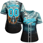 Custom Aqua Black Skull Fashion Aqua Authentic Baseball Jersey BSBJ0a-bc0fb99