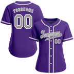 Custom Purple Classic Style Grey Authentic Baseball Jersey