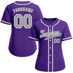 Custom Purple Classic Style Grey Authentic Baseball Jersey