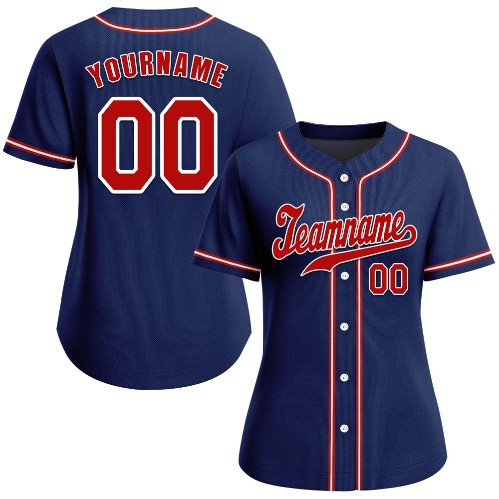 Custom Blue Classic Style Red Authentic Baseball Jersey