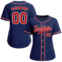 Custom Blue Classic Style Red Authentic Baseball Jersey