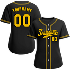 Custom Black Classic Style Yellow Authentic Baseball Jersey
