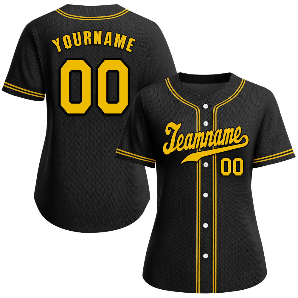 Custom Black Classic Style Yellow Authentic Baseball Jersey