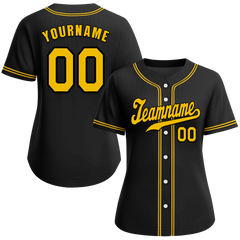 Custom Black Classic Style Yellow Authentic Baseball Jersey