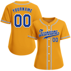 Custom Yellow Classic Style Blue Authentic Baseball Jersey