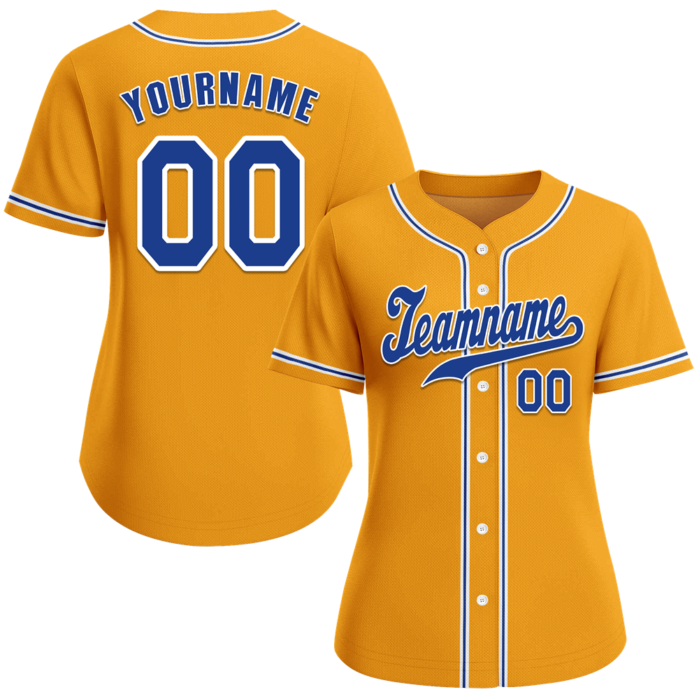 Custom Yellow Classic Style Blue Authentic Baseball Jersey