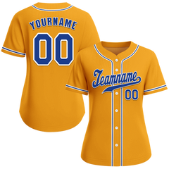 Custom Yellow Classic Style Blue Authentic Baseball Jersey