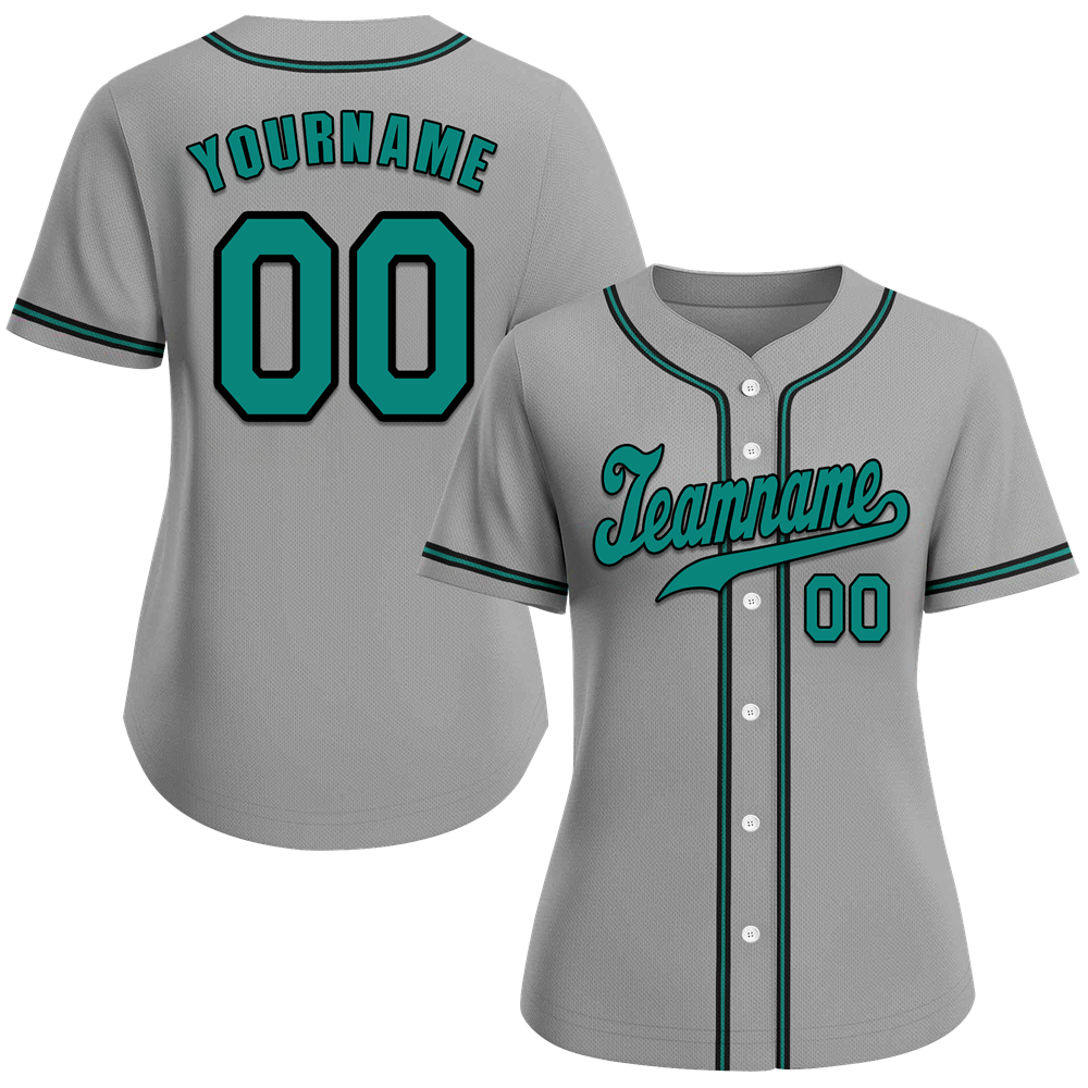 Custom Grey Classic Style Green Authentic Baseball Jersey