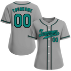 Custom Grey Classic Style Green Authentic Baseball Jersey