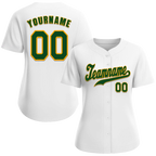 Custom White Classic Style Green Authentic Baseball Jersey