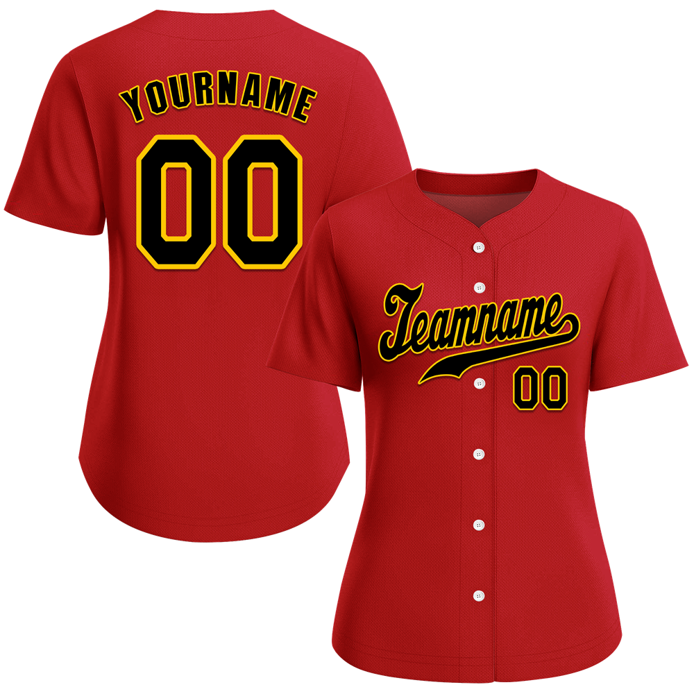 Custom Red Classic Style Black Authentic Baseball Jersey