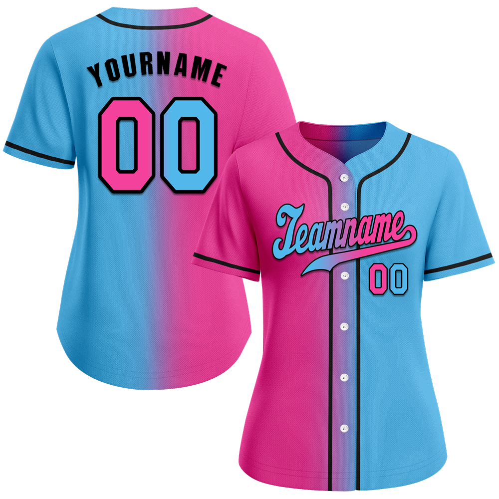 Custom Red Aqua Gradient Fashion Red Authentic Baseball Jersey