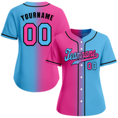 Custom Red Aqua Gradient Fashion Red Authentic Baseball Jersey