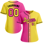 Custom Pink Yellow Gradient Fashion Yellow Authentic Baseball Jersey