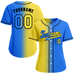 Custom Yellow Blue Gradient Fashion Blue Authentic Baseball Jersey
