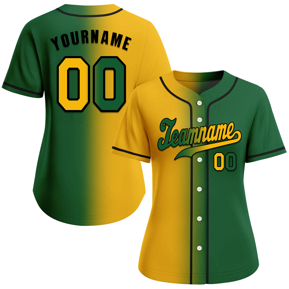 Custom Orange Green Gradient Fashion Green Authentic Baseball Jersey