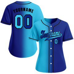 Custom Aqua Blue Gradient Fashion Blue Authentic Baseball Jersey