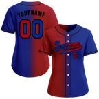 Custom Red Blue Gradient Fashion Blue Authentic Baseball Jersey