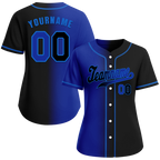 Custom Blue Black Gradient Fashion Black Authentic Baseball Jersey