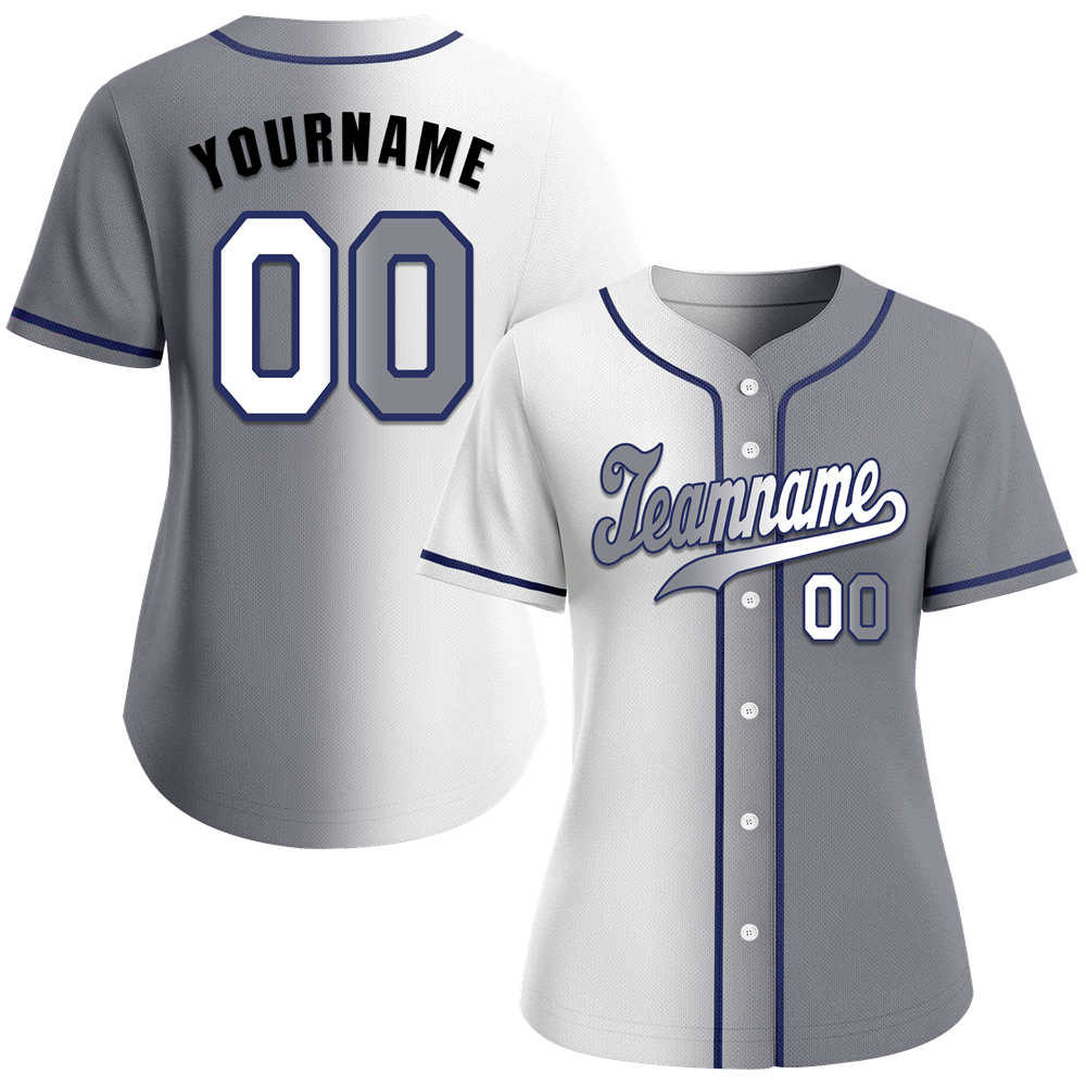 Custom White Grey Gradient Fashion Grey Authentic Baseball Jersey