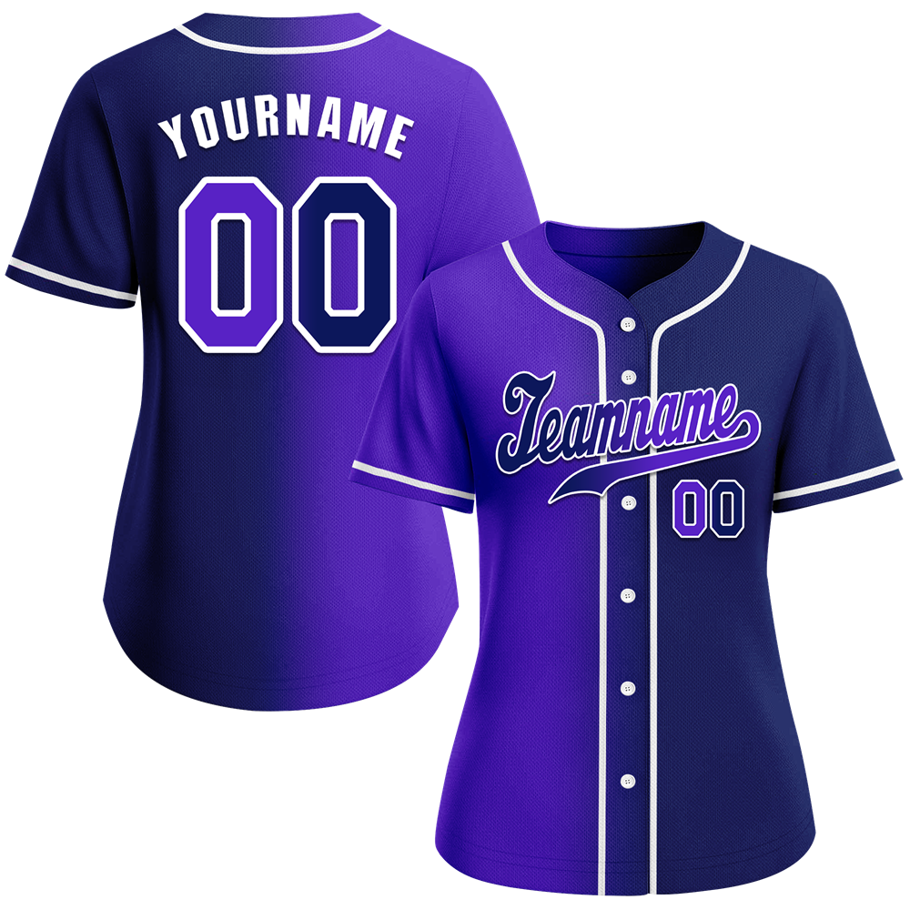 Custom Purple Blue Gradient Fashion Blue Authentic Baseball Jersey