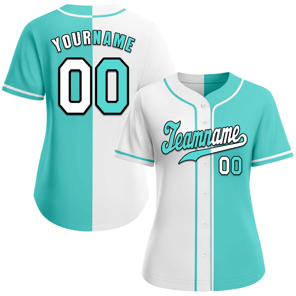 Custom White Aqua Gradient Fashion Aqua Authentic Baseball Jersey