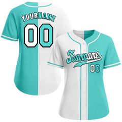 Custom White Aqua Gradient Fashion Aqua Authentic Baseball Jersey