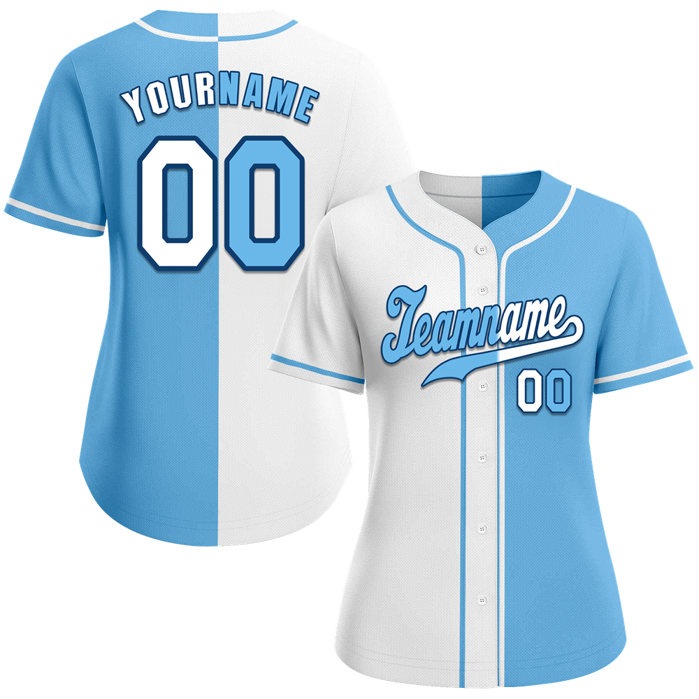 Custom White Blue Gradient Fashion Blue Authentic Baseball Jersey