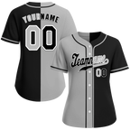 Custom Grey Black Gradient Fashion Black Authentic Baseball Jersey