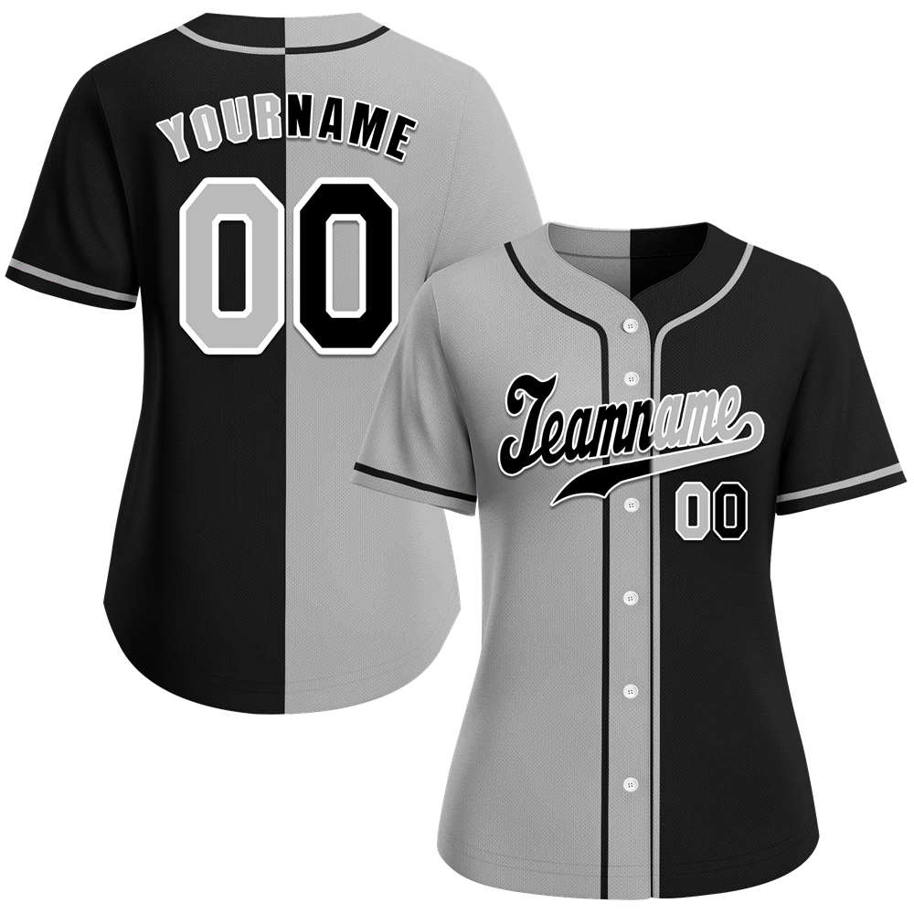 Custom Grey Black Gradient Fashion Black Authentic Baseball Jersey