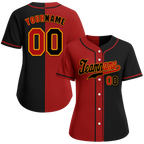 Custom Red Black Gradient Fashion Black Authentic Baseball Jersey