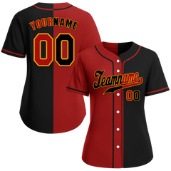 Custom Red Black Gradient Fashion Black Authentic Baseball Jersey