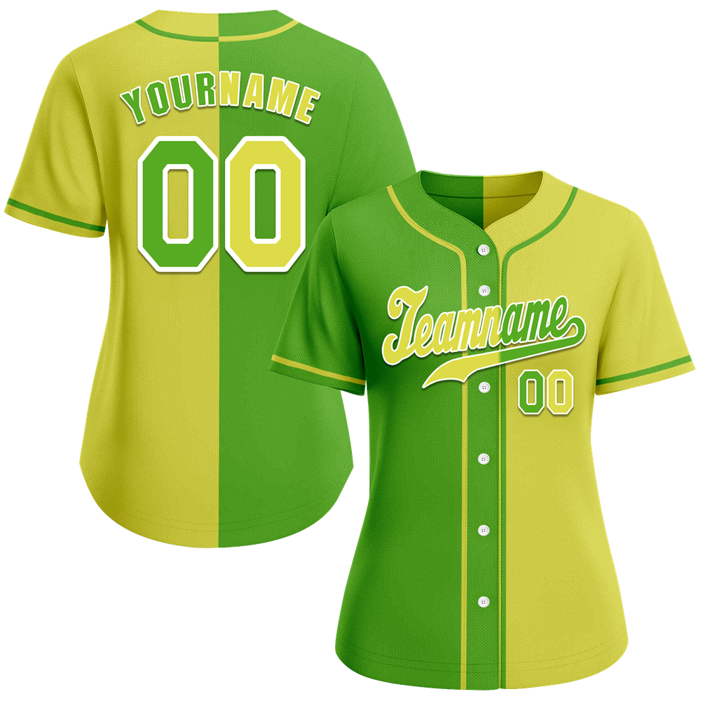 Custom Green Yellow Gradient Fashion Yellow Authentic Baseball Jersey