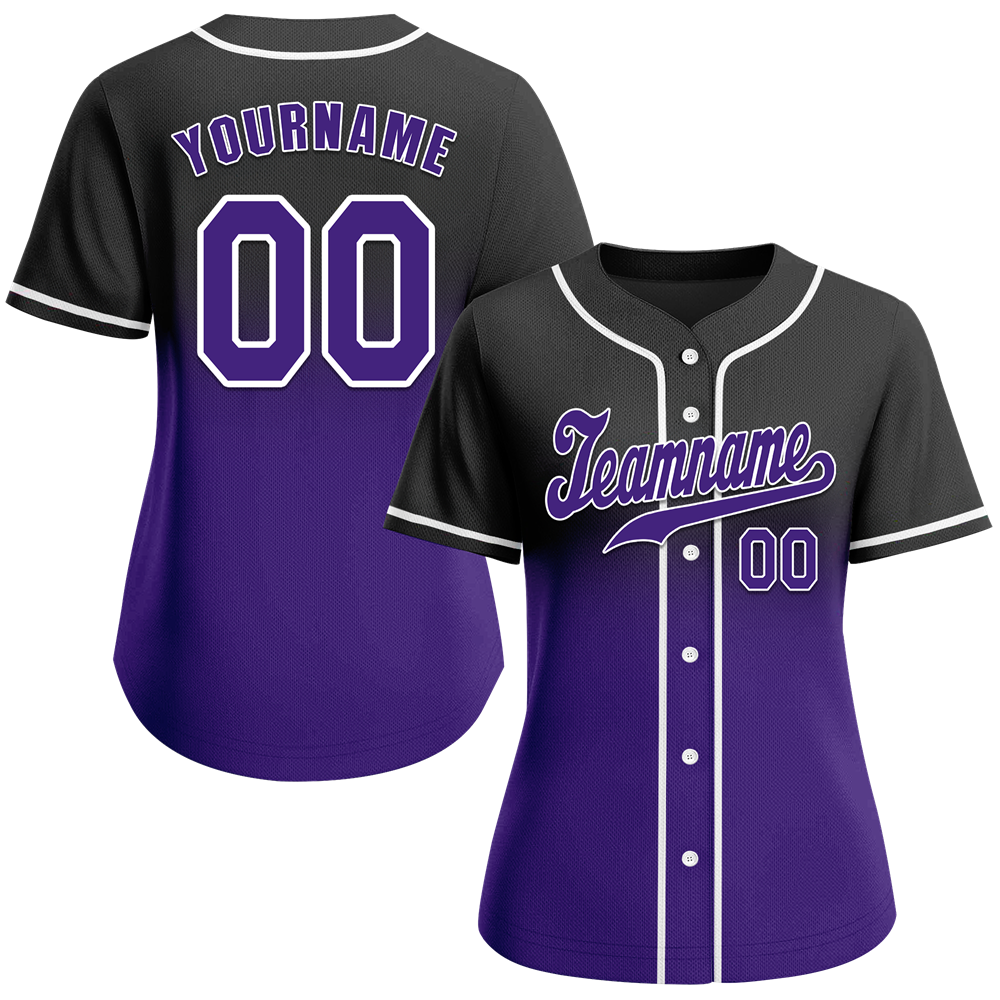 Custom Black Purple Fade Fashion Purple Authentic Baseball Jersey