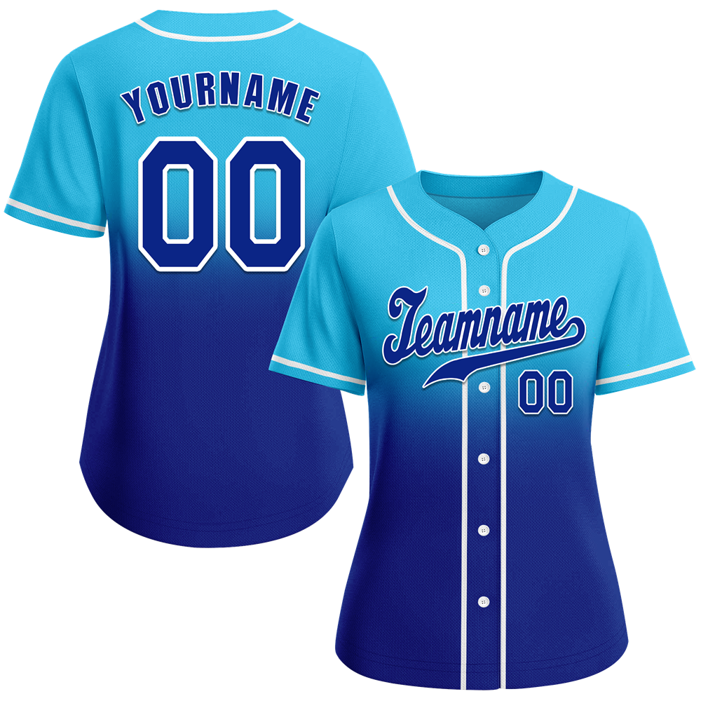 Custom Aqua Blue Fade Fashion Blue Authentic Baseball Jersey