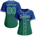 Custom Blue Green Fade Fashion Green Authentic Baseball Jersey